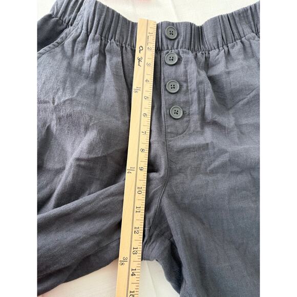 Ann Taylor Loft Gray Linen Pants Sz Med High Rise Elastic Waist Minimalist - Picture 11 of 13